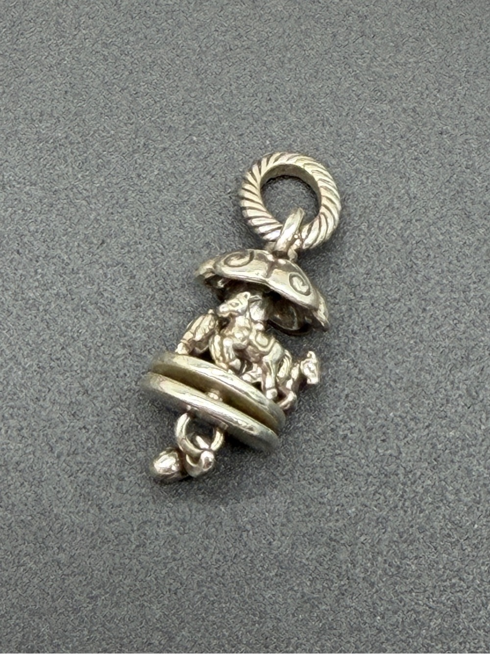 Brighton Carousel Charm 1 1/4" Silverplate Jewelry Collectible